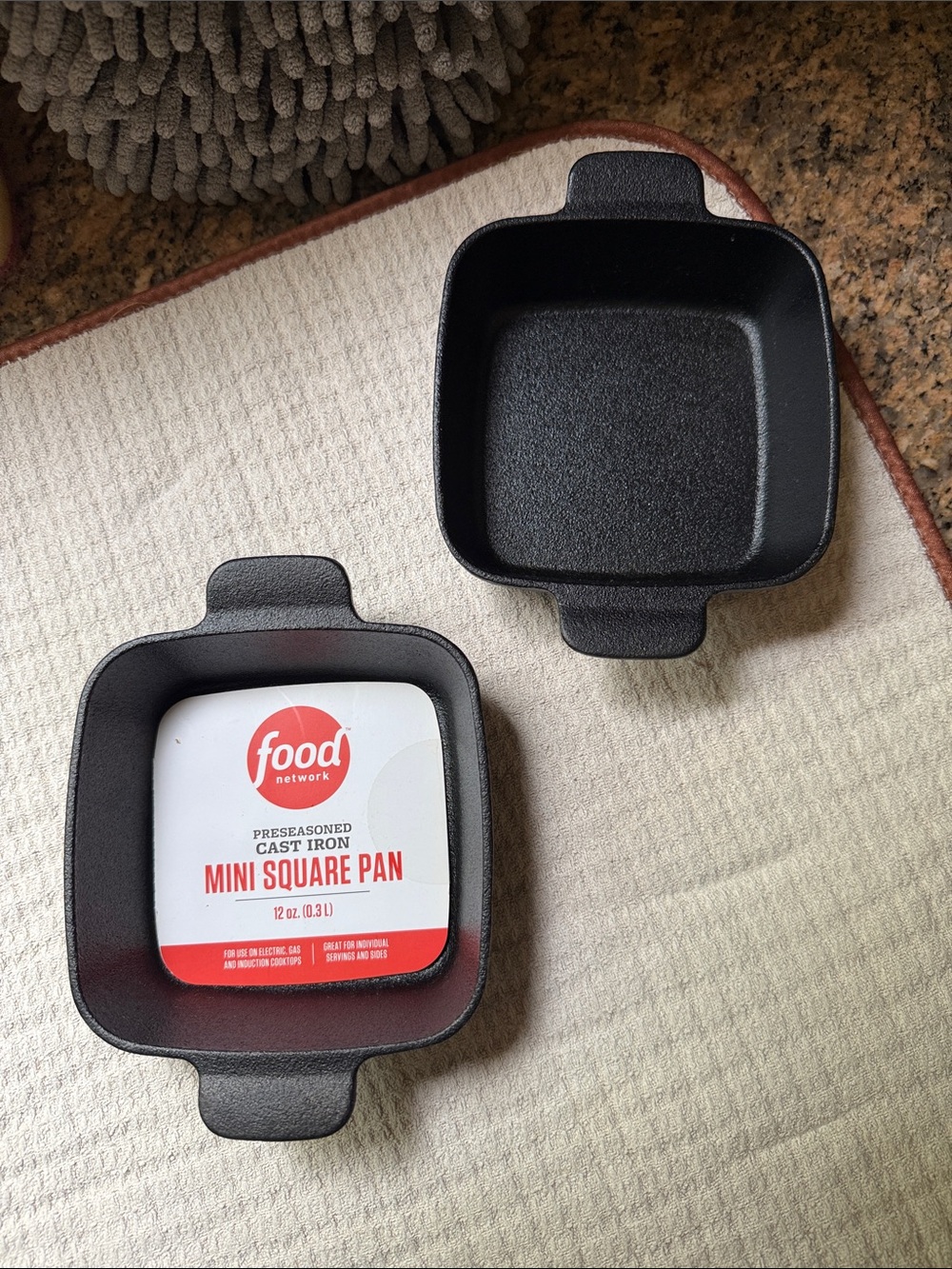 Food Network Black Mini Square Cast Iron Pans - Set of 2